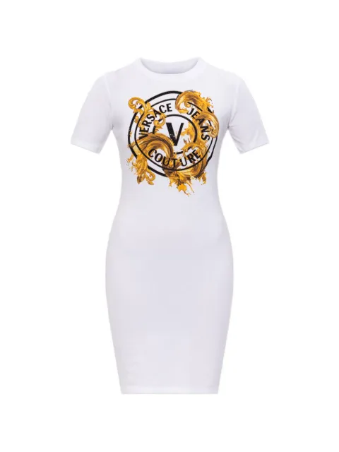Versace Jeans Couture logo-print mini dress White 80HAOE01CJ02E