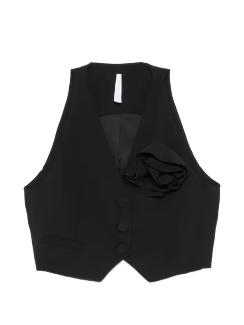 IMPERIAL floral-appliqué cropped top Black LD42LHX