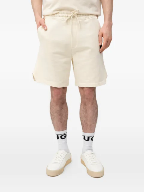 HUGO drawstring-fastening logo-patch shorts Neutrals 50559712