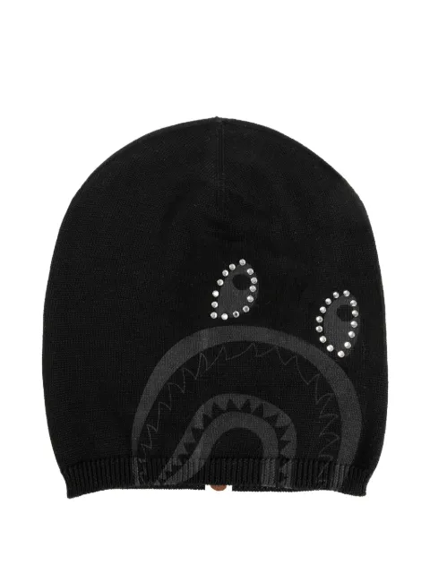A BATHING APE® Crystal Shark fine-knit beanie hat Black 001HTM301011M