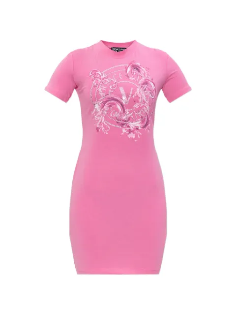 Versace Jeans Couture embellished graphic T-shirt dress Pink 80HAOE01CJ02E