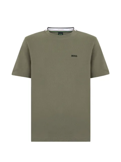 BOSS embroidered-logo T-shirt in cotton piqué Green 50529941