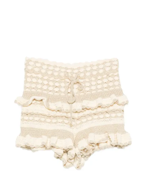 ZIMMERMANN ruffled crochet-knit shorts Neutrals 6836ARS262MTGC