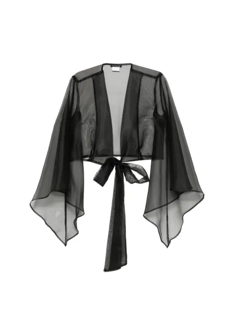 LE RJTANGE sheer-finish flared-sleeve blouse Black 26SR512661