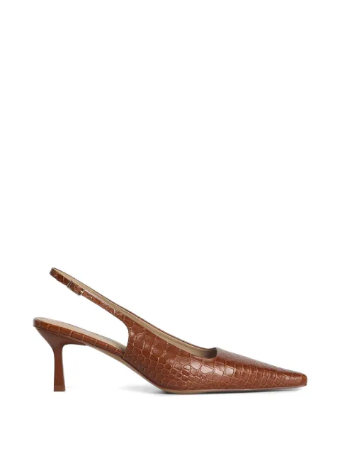 12 STOREEZ leather slingback pumps Brown 129149