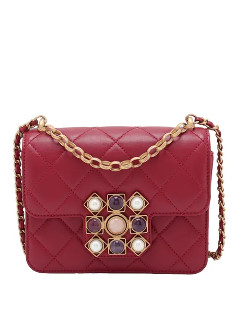 CHANEL Pre-Owned 2020 Quilted Lambskin Onyx Pearl Flap satchel Red 6OZ0P8T114GHGC1O