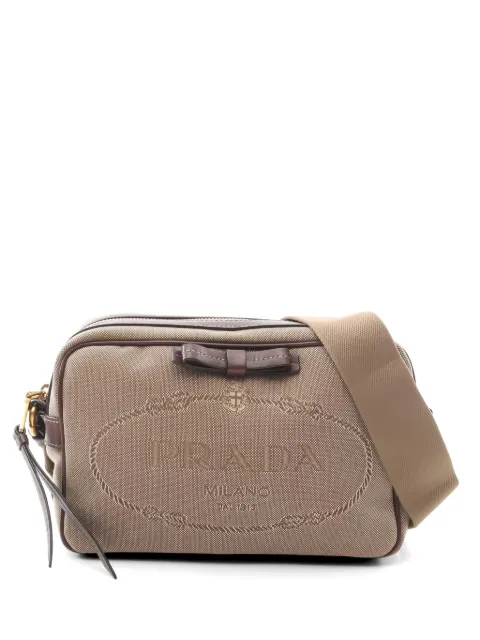 Prada Pre-Owned 2010s logo-jacquard shoulder bag Neutrals 1056622