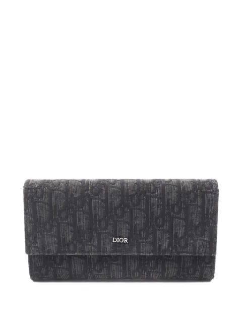 Christian Dior Pre-Owned 2010s oblique-jacquard long flap wallet Black 1055634