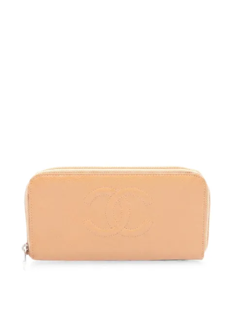 CHANEL Pre-Owned 2003-2004 Coco Mark Caviar leather long wallet Neutrals 10555998889242