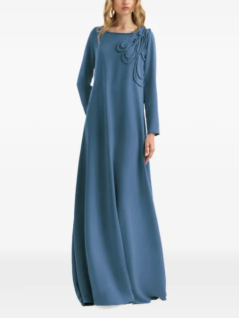 Gemy Maalouf appliqué long-sleeve dress Blue EDSS262140LD