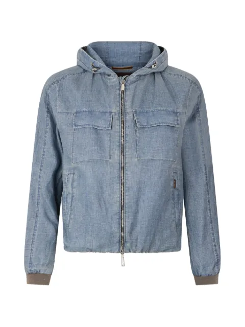 Moorer hooded zip-up jacket Blue ELTONFPT