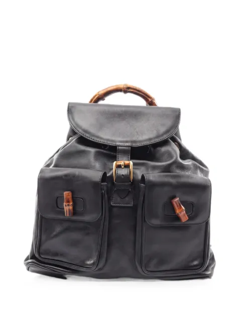 Gucci Pre-Owned 2000s bamboo leather backpack Black 1055010