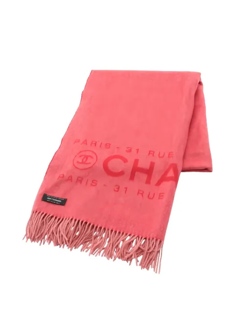 CHANEL Pre-Owned 1986-1988 Stall logo-detail scarf Red 1053213