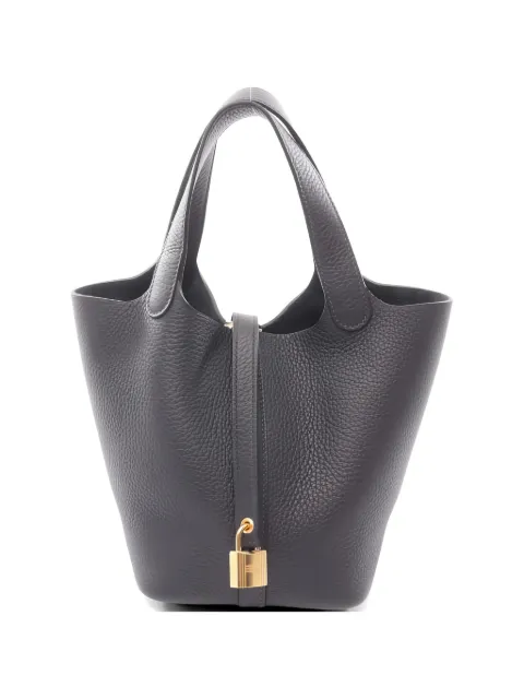 Hermès Pre-Owned 2025 PM Lock Picotin leather handbag Blue 1056341K