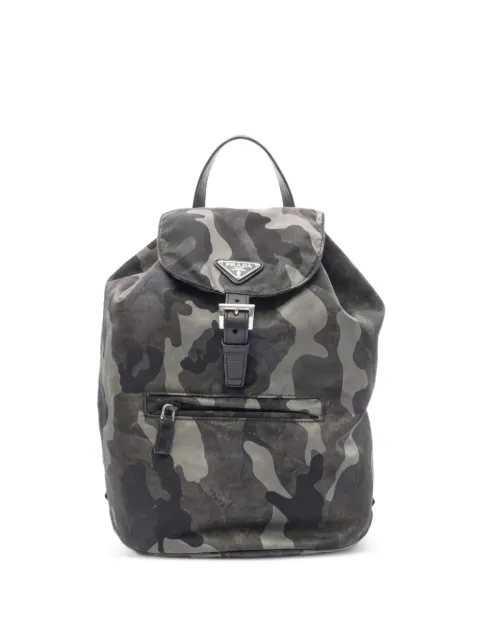 Prada Pre-Owned 2010s camo-pattern leather backpack Grey 1055262