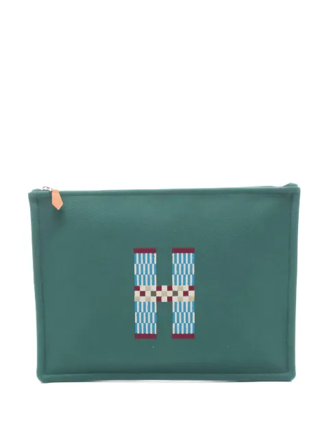 Hermès Pre-Owned 2020s Flat H Natte clutch bag Green 1056014