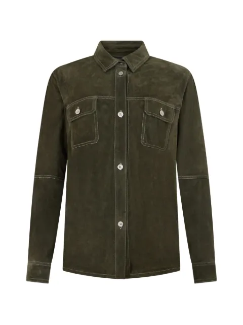 Moorer flap-pocket leather jacket Green ELGAUR