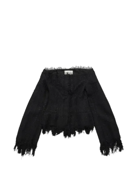 matieres fecales fringed long-sleeve top Black MAT02J1021