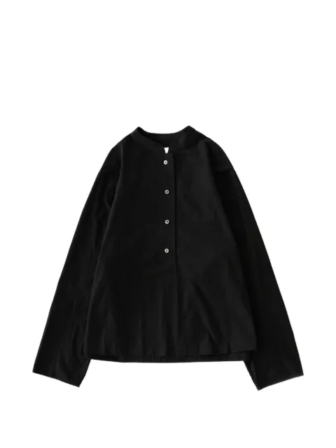 Studio Nicholson Vega four-button grandad collar shirt Black VEGASNW1758TYPEWRITERCOTTONBLACK