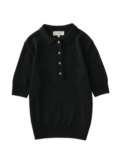 Studio Nicholson Tolsa collar knit polo top Black TOLSASNW1892PAPERYARNBLACK
