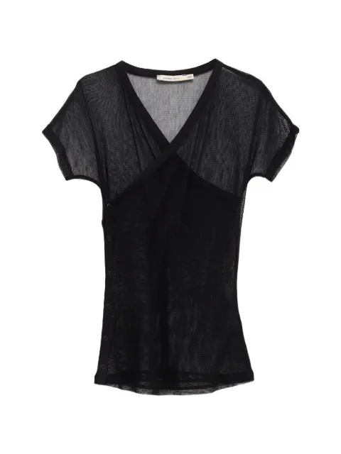 Paloma Wool Olimpia sheer wrap-style t-shirt Black WD6203