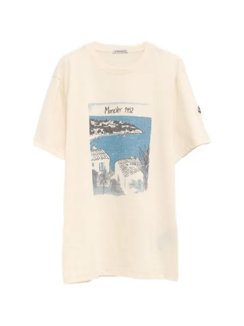 Moncler printed embroidered t-shirt Neutrals L10918C0007389B8Q
