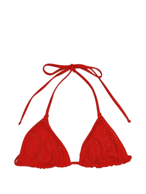 Paloma Wool bead-embellished triangle bikini top Red UV6911