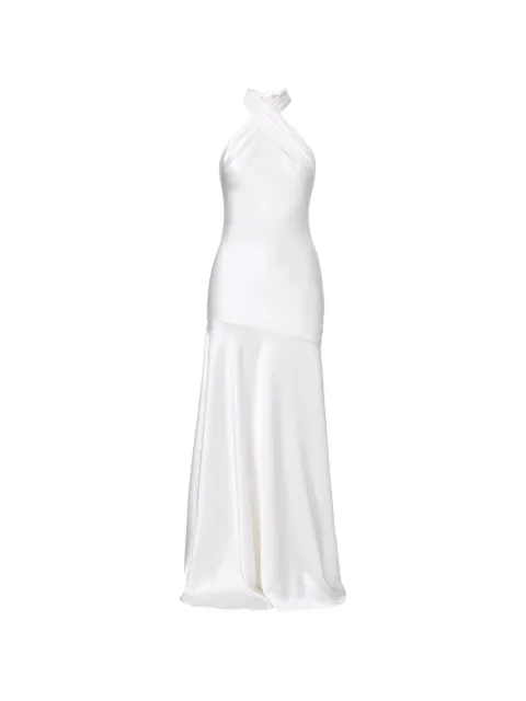 IL VOLO crossover halter neck maxi dress White VELADRESS