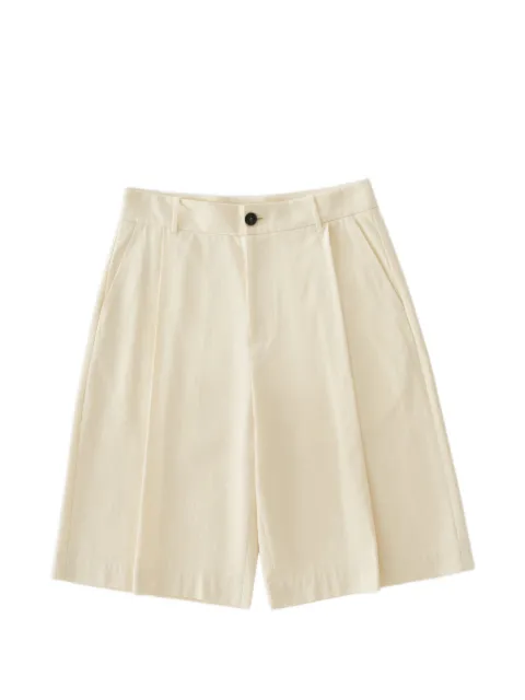 Studio Nicholson Fowld pleat herringbone shorts Neutrals FOWLDSNM1187TONALBROKENTWILLANTIQUEWHITE