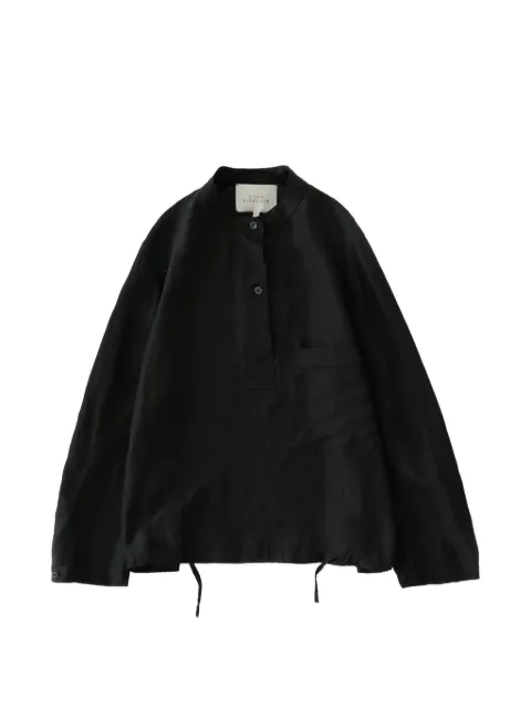 Studio Nicholson Baye Twill grandad-collar pocket shirt Black BAYESNW1818LIGHTTENCELTWILL