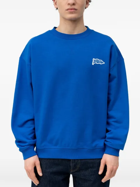 HUGO logo-patch crew-neck sweatshirt Blue 50556399