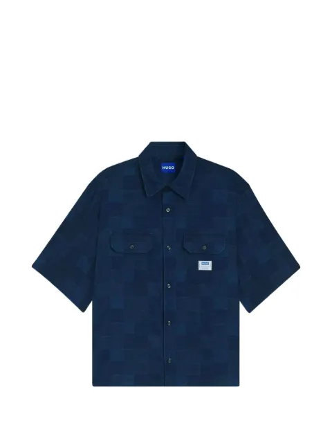 HUGO Ekyno chest-pocket checked shirt Blue 50560709