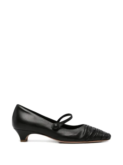 lorena paggi ruched strap leather pumps Black 61402
