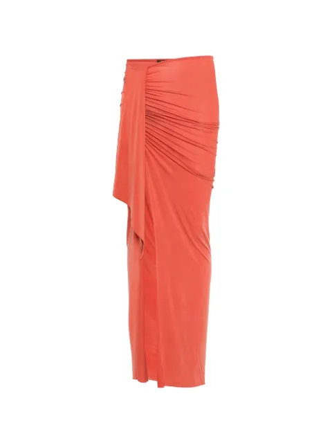 Balmain draped-detail slit maxi skirt Orange GF0LE700JJ77