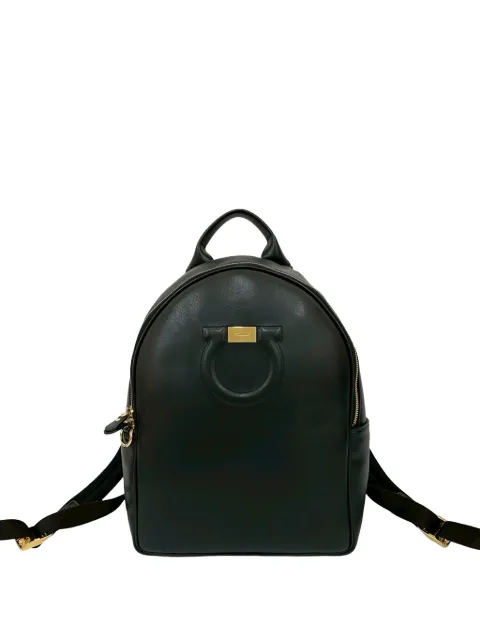 Ferragamo Pre-Owned 2010-2025 Leather Gancini City Zip backpack Black 8HA4CI8OTUR8LA3F