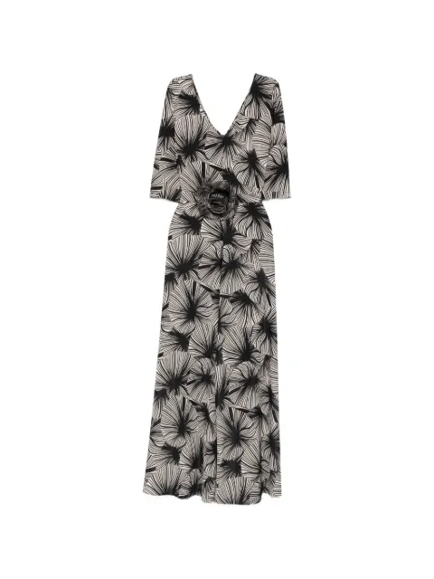 LE RJTANGE patterned floral-appliqué jumpsuit Black GL85