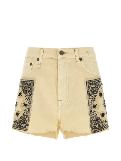R13 bandana-appliqué frayed shorts Neutrals R13WD191D446B