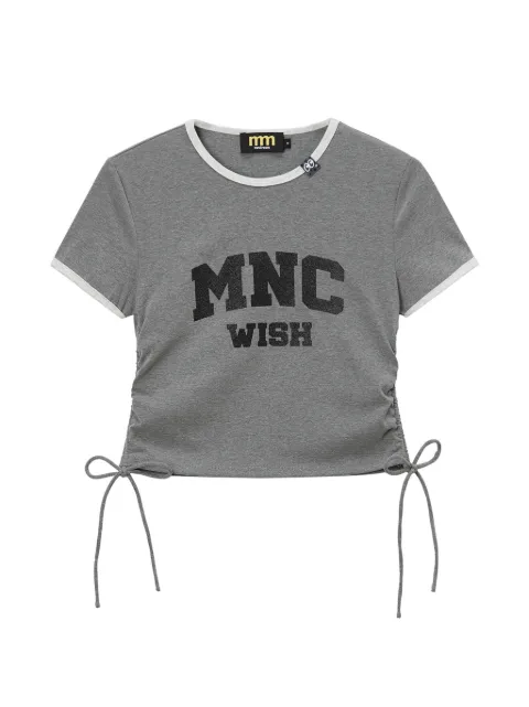 Mini Cream drawstring-hem cropped T-shirt Grey 6SM622A