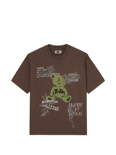 izzue graphic-print cotton T-shirt Brown IZXTEM00454X