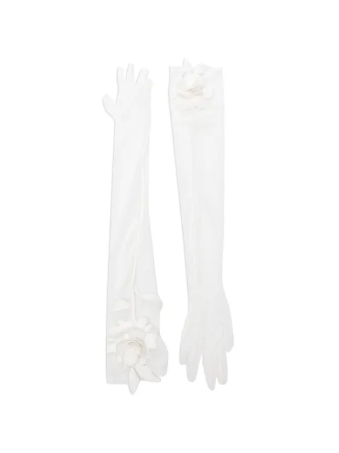 David Koma floral-appliqué opera-length gloves White RE26DKGLOVES04