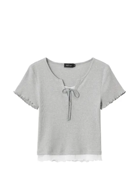 tout a coup tie-neck short-sleeved T-shirt Grey M618AS6