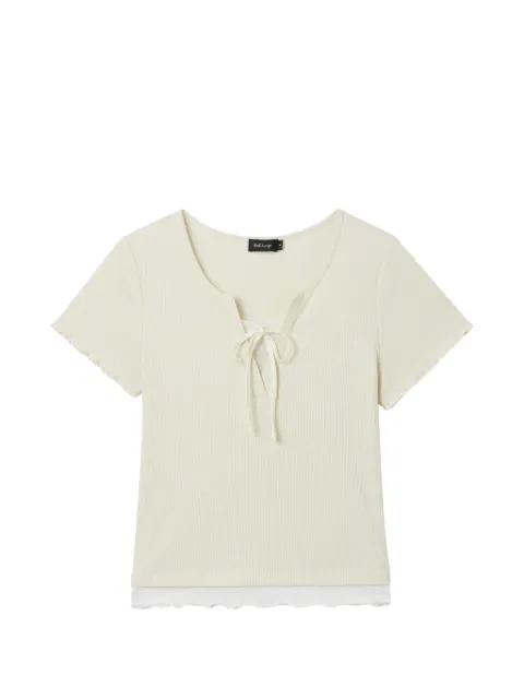 tout a coup tie-neck ribbed T-shirt Yellow M618AS6