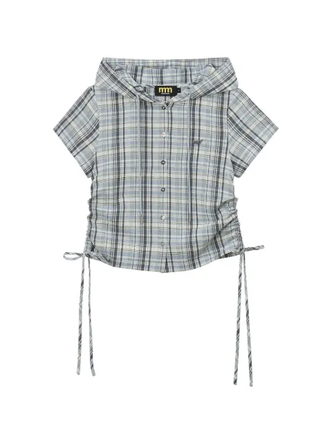 Mini Cream hooded check shirt Blue 6SM107A