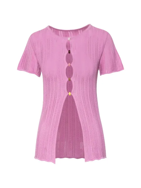 Baobab Corsica round-neck button-details cutout T-shirt Pink 6131094