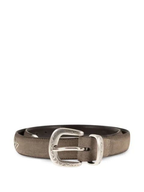 ALBERTO LUTI turquoise-stone buckle belt Grey 30830FANGO