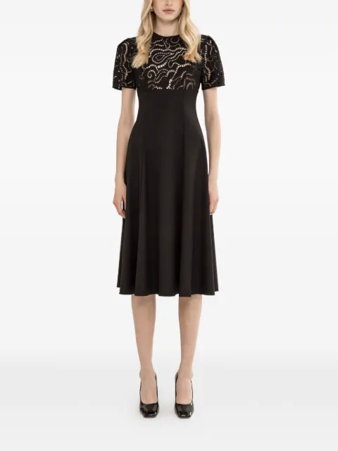 NISSA floral-embroidery midi dress Black RC16454BLACK