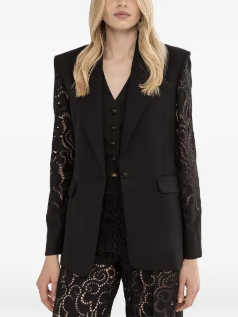 NISSA embroidered single-breasted blazer Black S16441BLACK