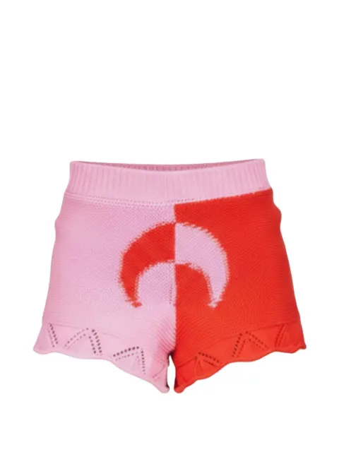 Marine Serre Moon crochet-knit shorts Pink WSH021ACKNI0548RD13