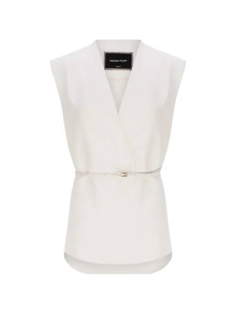 Fabiana Filippi V-neck belted waistcoat White GCD276F660