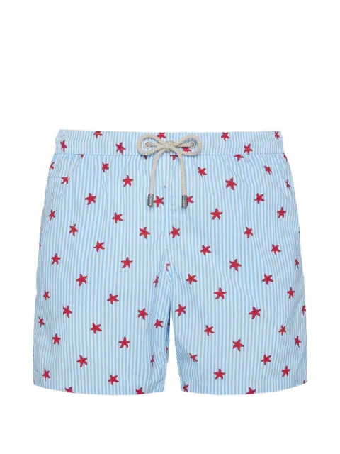 MC2 Saint Barth starfish-print striped swim shorts Blue LIG001602190LLIGHTING
